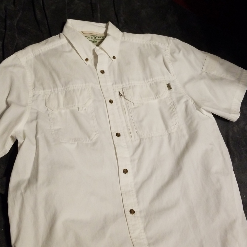 Field & Stream Outdoor Shirt Pockets Velcro Zipper